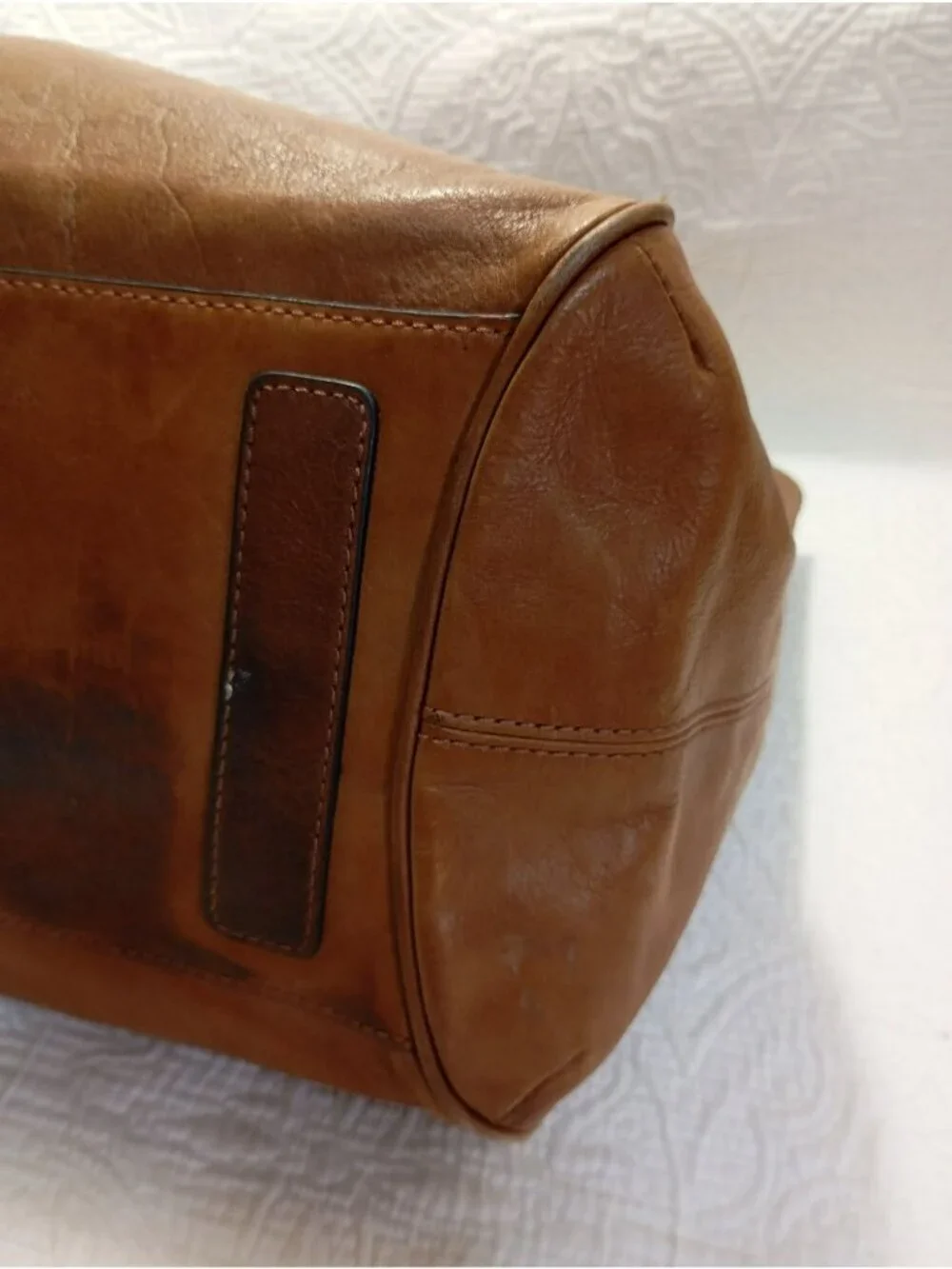 Banana Republic Brown Leather Chain Strap Tote Handbag Silver  Stylish Functiona